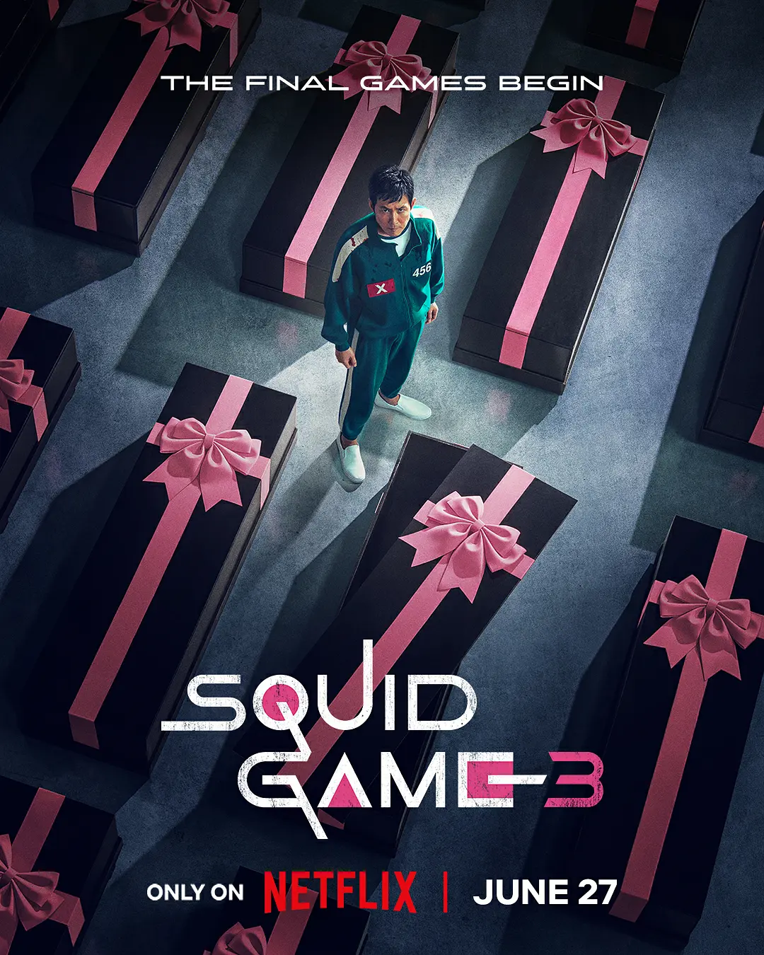 Squid Game Netflix series official poster showing the iconic typography and visual style